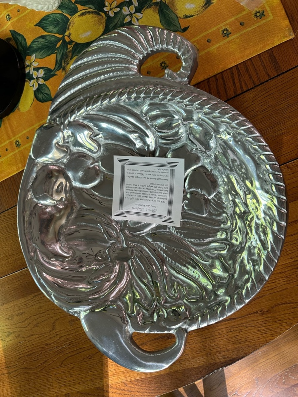 Gloria’s Large Aluminum Serving Bowl with Card NWOT